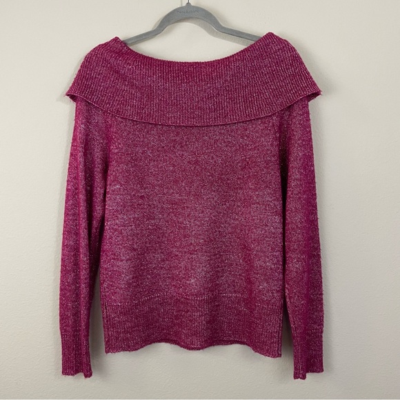 PAIGE Metallic Izabella‎ Wool Blend Off the Shoulder Sweater Size Small - Picture 4 of 11